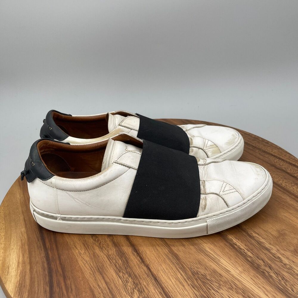 Givenchy Shoes Mens Size 10 White Leather Stretch Band Casual Slip On Sneakers